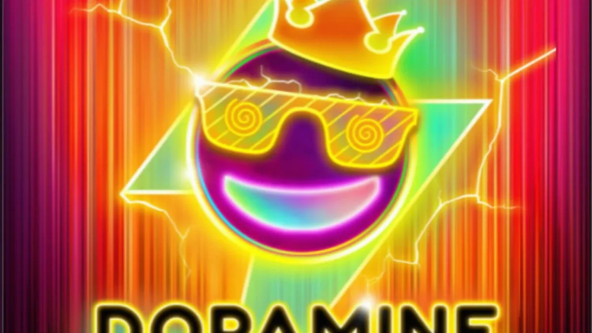 Visual neon futuristik dari slot Dopamine Rush Dice