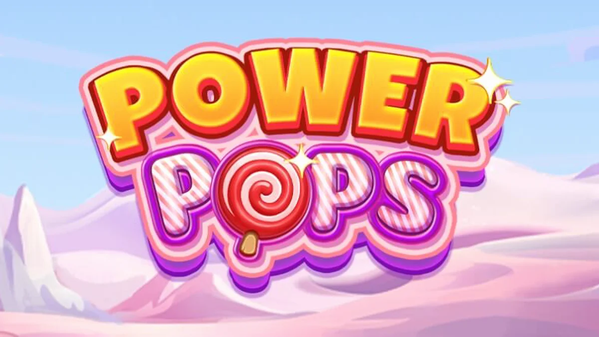 Tampilan antarmuka slot Power Pops di perangkat seluler dengan latar belakang permen yang cerah